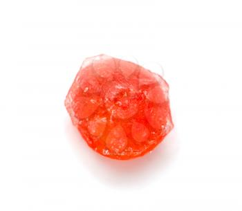 red candy on white background. macro
