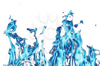 abstract background. blue fire flames on a white background