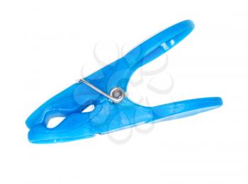 blue clothespin on a white background