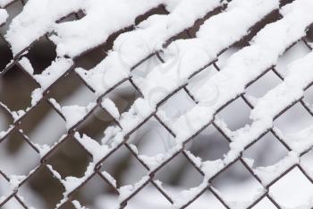 Close-up of barbwire covered by snow