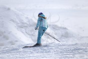 woman on the slope.Skiing.