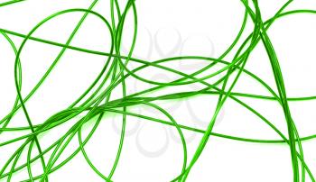 green cable on a white background