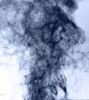 blue smoke on a white background. inversion
