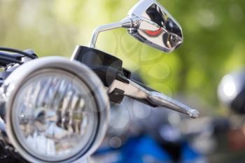 beautiful detail of the motorcycle. mirror