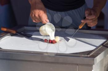 cooking fried ice cream