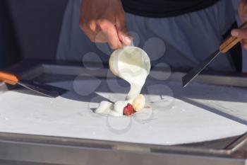 cooking fried ice cream