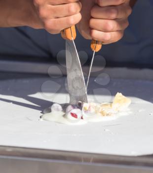 cooking fried ice cream