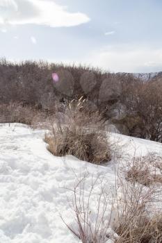 Nature in the Tien Shan mountains in winter. Kazakhstan