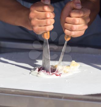 cooking fried ice cream