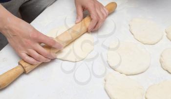 rolling dough with a rolling pin