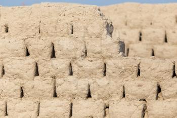 Brick wall made of clay