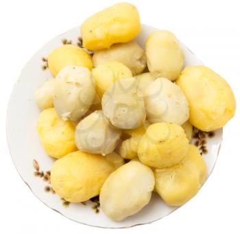 boiled potatoes on a white background
