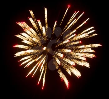 Fireworks in the sky at night as background .