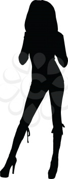 Royalty Free Clipart Image of a Silhouette of a Woman in High Heels