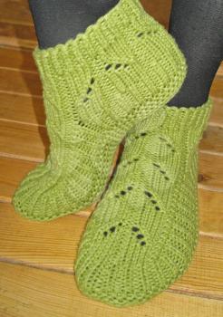 Hand knitted female slippers