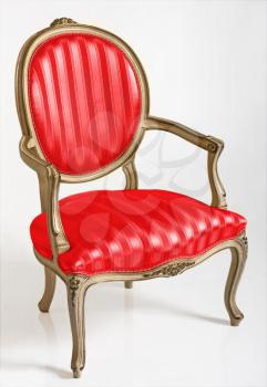Red fire armchair in retro style