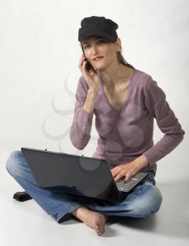 Girl whit laptop and phone