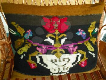 Vintage pillow with embroidery