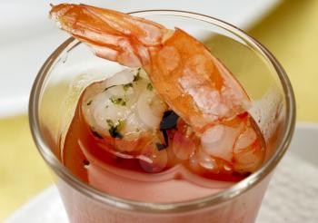 Shrimp cocktail glass, food and drink, catering
