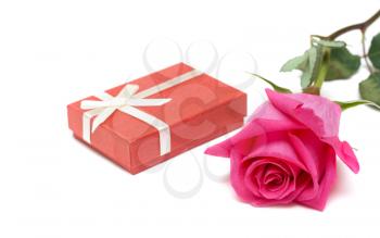 Royalty Free Photo of a Present and a Rose