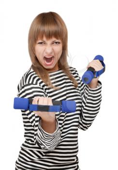 Royalty Free Photo of a Woman Holding Weights