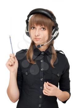 Royalty Free Photo of a Woman Wearing a Headset