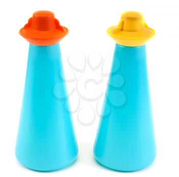 Royalty Free Photo of Plastic Salt and Pepper Shakers