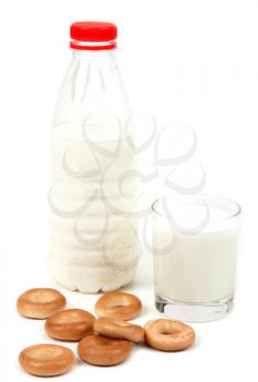 Royalty Free Photo of Milk and Bagels
