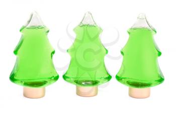 Royalty Free Photo of Christmas Tree Shampoo Bottles