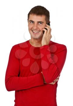 Royalty Free Photo of a Man Talking on a Cellphone