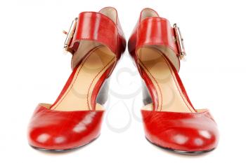 Fashionable women's red shoes. Isolate on white.