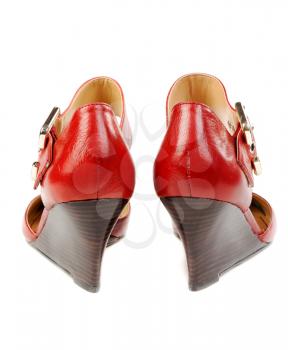 Fashionable women's red shoes. Isolate on white.