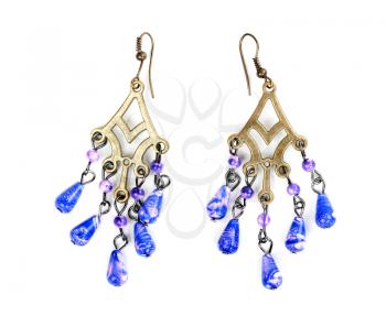 earrings in ethnic style on a white background