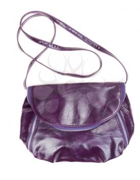 Fashionable women's purple leather bag. Isolate on white