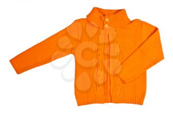 orange knitted sweater isolated on a white background