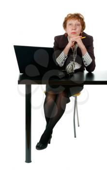 middle-aged woman for the office desk