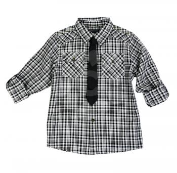 Checkered shirt and tie on a white background