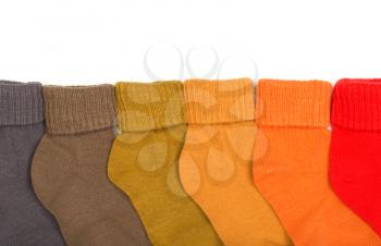 Colored socks isolated on white background
