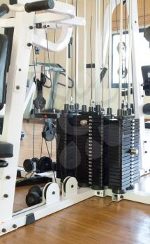 modern fitness equipment in the gym