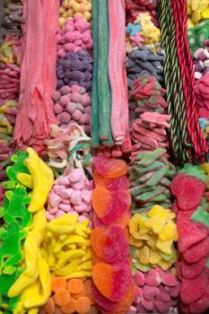 Chewy candy background in the bazaar of Baqueira Beret, Barcelona, ​​Spain.