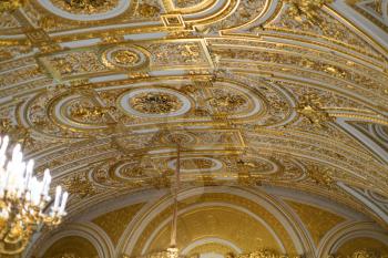 Golden ceiling in the Hermitage Museum, St. Petrburg