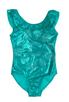 Green-silver Slynn child swimsuit. Isolate on white.
