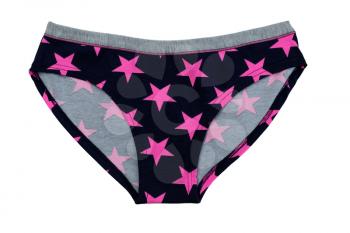 Women panties with a star pattern, isolate on a white background