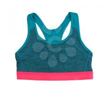 Sports bra blue with a red stripe. Isolate on white.