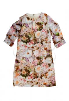 Women's dress with a floral pattern. Isolate on white.