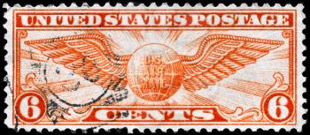 Royalty Free Photo of a 1934 US Stamp Showing the Winged Globe