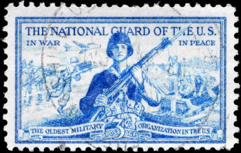 Royalty Free Photo of 1953 Stamp Shows,  National Guardsman and Amphibious Landing