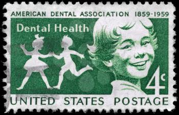 Royalty Free Photo of 1959 US Stamp Shows a Children, American Dental Association Century