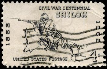 Royalty Free Photo of 1962 US Stamp Shows the Rifleman at Shiloh, 1862, Civil War Centennial Issue