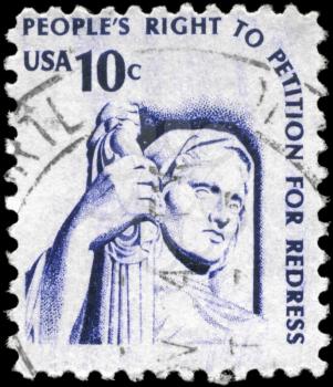 Royalty Free Photo of 1975 US Stamp Shows the Contemplation of Justice, Americana Issue